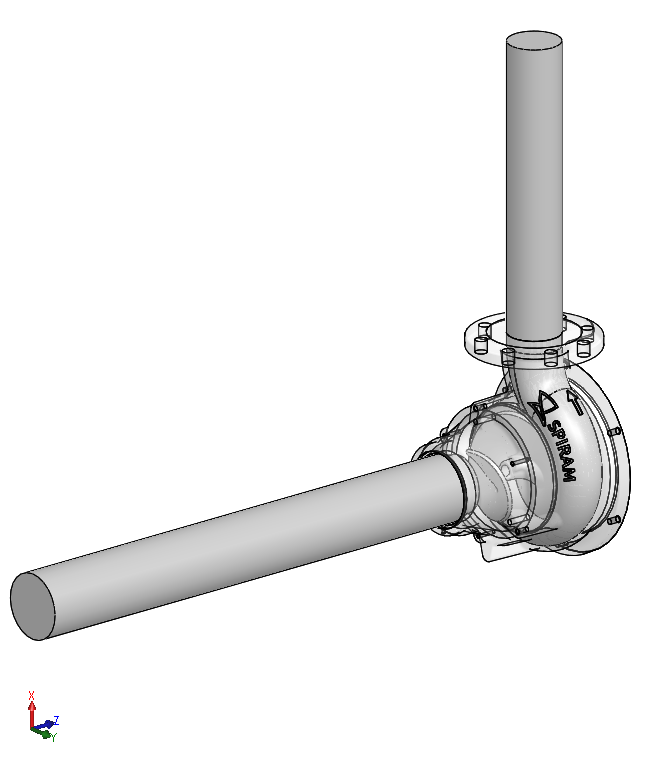 3D hydraulický model s výsledným telom špirály